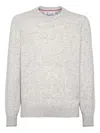 Brunello Cucinelli Irregular Coloration Flecked Alpaca Sweater Clothing In Gray