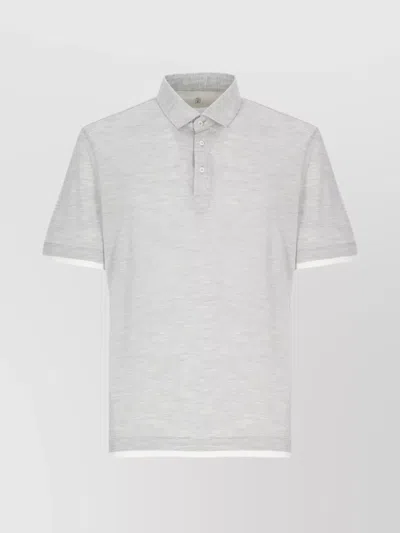 BRUNELLO CUCINELLI SILK AND COTTON BLEND POLO SHIRT