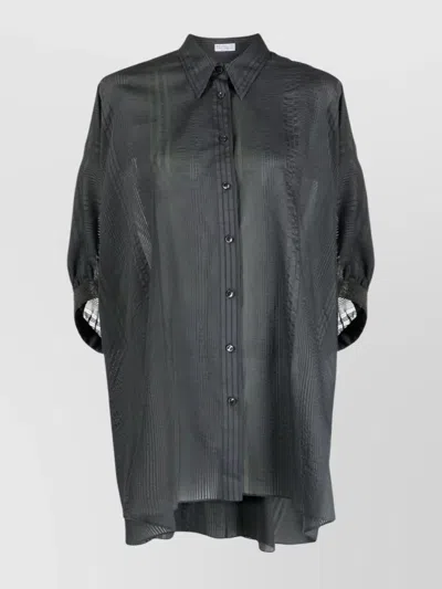 Brunello Cucinelli Silk And Cotton Blend Shirt In Grey
