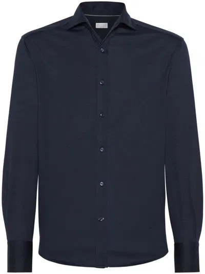 BRUNELLO CUCINELLI BRUNELLO CUCINELLI SILK AND COTTON BLEND SHIRT