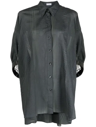 Brunello Cucinelli Silk And Cotton Blend Shirt In Black