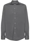 Brunello Cucinelli Silk And Cotton Lightweight Jersey Shirt With Spead Collar Clothing In Gray