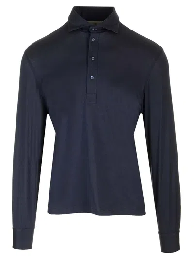 Brunello Cucinelli Silk And Cotton Polo Shirt T-shirt Blue