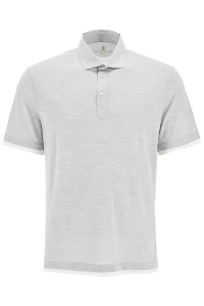 BRUNELLO CUCINELLI SILK AND COTTON POLO SHIRT WITH DOUBLE EDGES