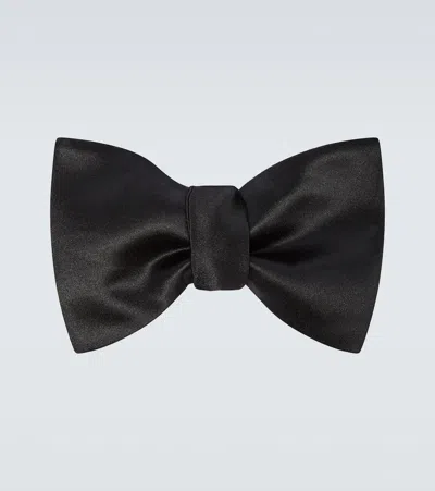 Brunello Cucinelli Silk And Cotton Satin Bow Tie In Black