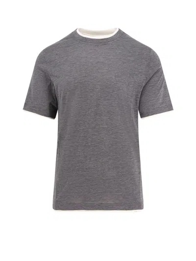 Brunello Cucinelli Silk And Cotton T-shirt In Grey