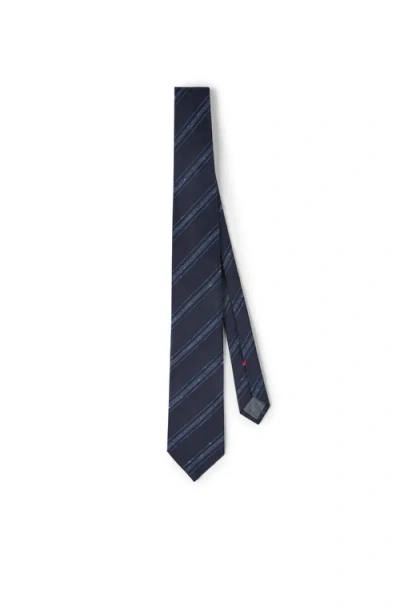 Brunello Cucinelli Silk And Cotton Tie In Blue