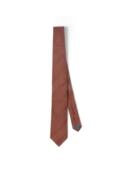 Brunello Cucinelli Silk And Cotton Tie In Brown