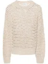 Brunello Cucinelli Cable-knit Mohair-blend Sweater In Beige