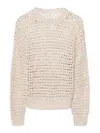 Brunello Cucinelli Cable-knit Mohair-blend Sweater In Beis