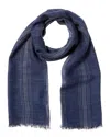 Brunello Cucinelli Silk & Linen-blend Scarf In Blue