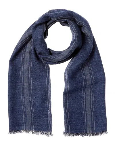 Brunello Cucinelli Silk & Linen-blend Scarf In Blue