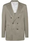 Brunello Cucinelli Silk And Linen Jacket In Green