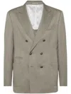 Brunello Cucinelli Silk And Linen Jacket In Green