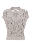 Brunello Cucinelli 3d Diamond Net Grey Silk Vest In Light Grey