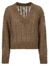 Brunello Cucinelli Silk And Linen V-neck Sweater