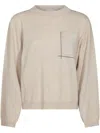 Brunello Cucinelli Silk And Wool Blended Sweater In Brown
