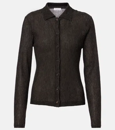 Brunello Cucinelli Silk And Wool Top In Brown