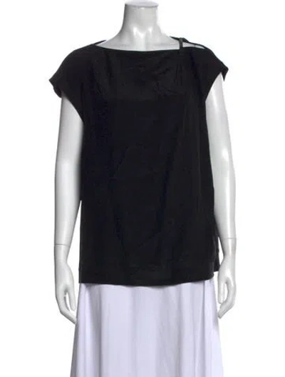 Pre-owned Brunello Cucinelli Silk Asymmetrical Top In Black