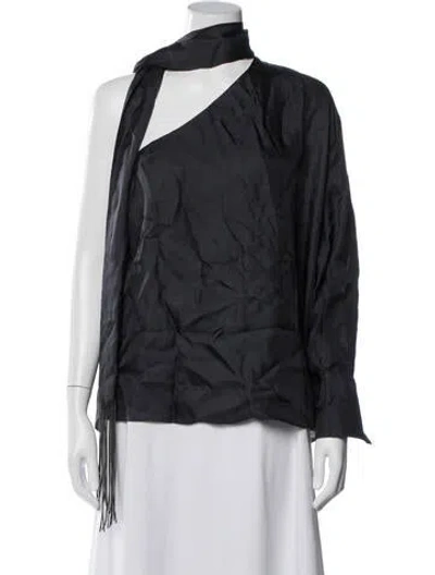 Pre-owned Brunello Cucinelli Silk Asymmetrical Top In Blue