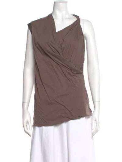 Pre-owned Brunello Cucinelli Silk Asymmetrical Top In Brown