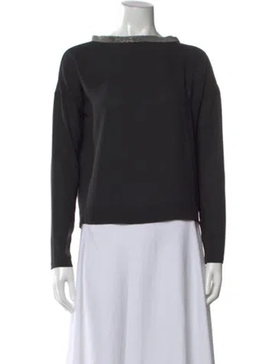 Pre-owned Brunello Cucinelli Silk Bateau Neckline Top In Gray