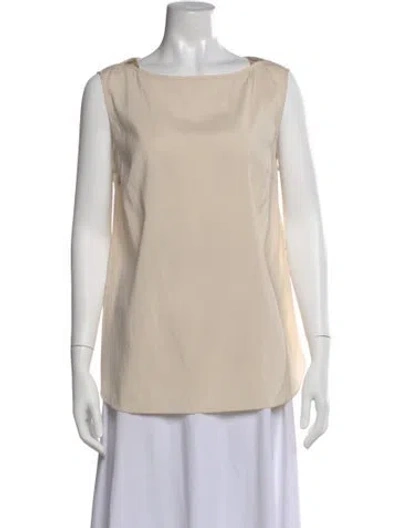 Pre-owned Brunello Cucinelli Silk Bateau Neckline Top In Neutral