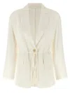 Brunello Cucinelli Silk Blazer Blazers Beige In White