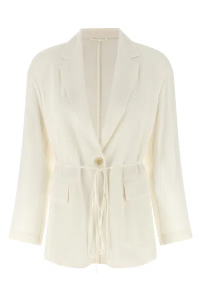 Brunello Cucinelli Silk Blazer In White