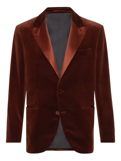 Brunello Cucinelli Silk-blend Blazer In Brown