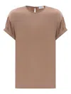 Brunello Cucinelli Silk-blend Blouse In Brown