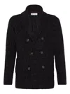 Brunello Cucinelli Double-breasted Cashmere And Silk Blend Cardigan In Black