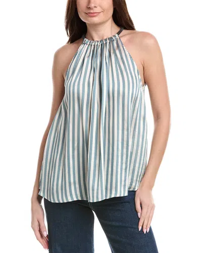 Brunello Cucinelli Silk-blend Halter Blouse In Blue