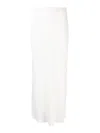 Brunello Cucinelli Fluid Linen Blend Twill Long Skirt In Blanco