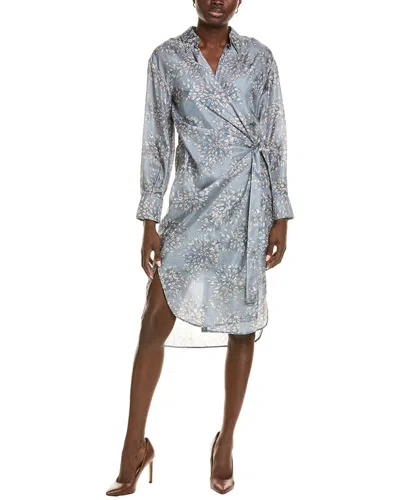 Brunello Cucinelli Silk-blend Midi Dress In Blue
