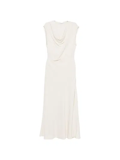 Brunello Cucinelli Silk Blend Midi Dress In White