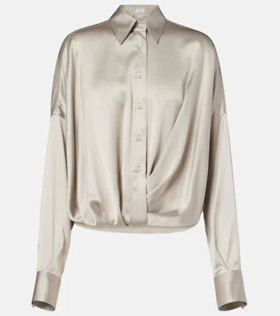 Brunello Cucinelli Silk-blend Satin Shirt In Neutral