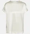Brunello Cucinelli Silk-blend Satin T-shirt In Beige