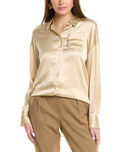Brunello Cucinelli Silk-blend Shirt In Gold