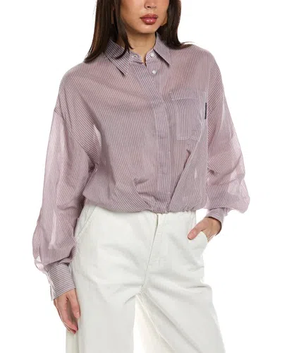 Brunello Cucinelli Silk-blend Shirt In Pink