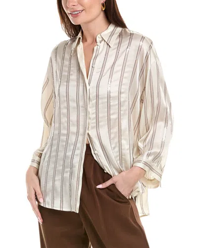 Brunello Cucinelli Silk-blend Shirt In White