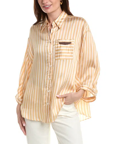 Brunello Cucinelli Silk-blend Shirt In Yellow