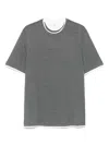 Brunello Cucinelli Crew-neck T-shirt With Faux-layering In Gray