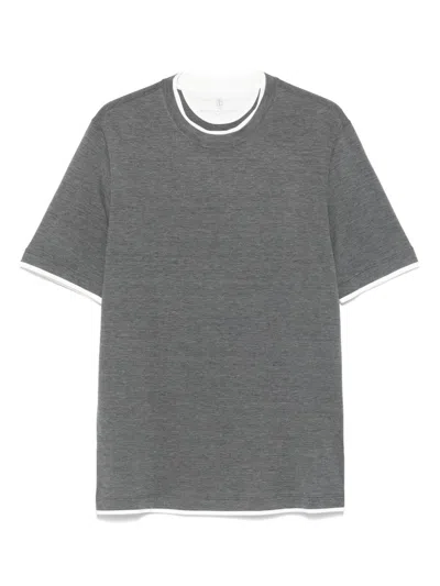 Brunello Cucinelli Silk Blend T-shirt In Gray