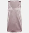 Brunello Cucinelli Silk-blend Tank Top In Faded Lilac