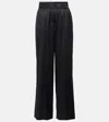 Brunello Cucinelli Silk-blend Wide-leg Pants In Nero