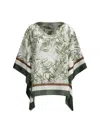 Brunello Cucinelli Green Herbarium Print Pongée Top With Monili