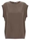 Brunello Cucinelli Silk Crewneck Blouse With Back Button Closure