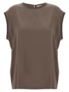Brunello Cucinelli Silk Crewneck Blouse With Back Button Closure