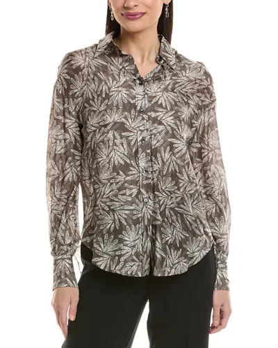 Brunello Cucinelli Printed Silk-habotai Shirt In Multi